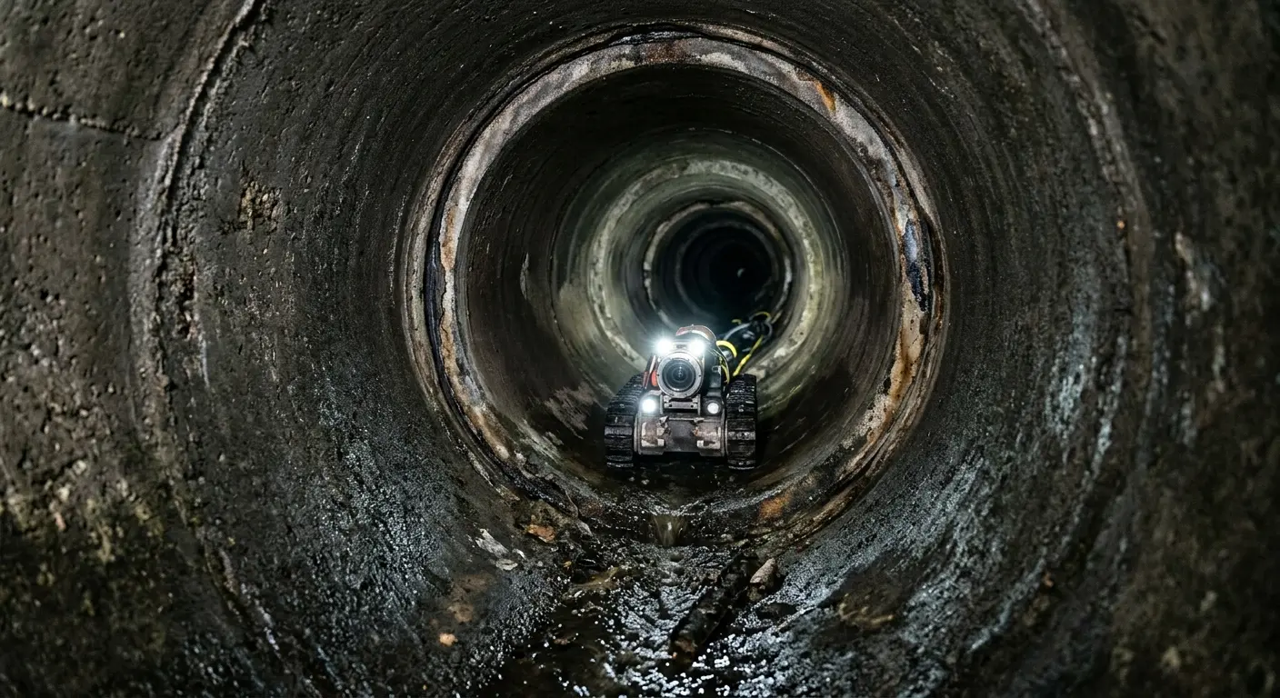 Robotic sewer camera inspecting pipe interior for Drain Snake Service in Hazlet